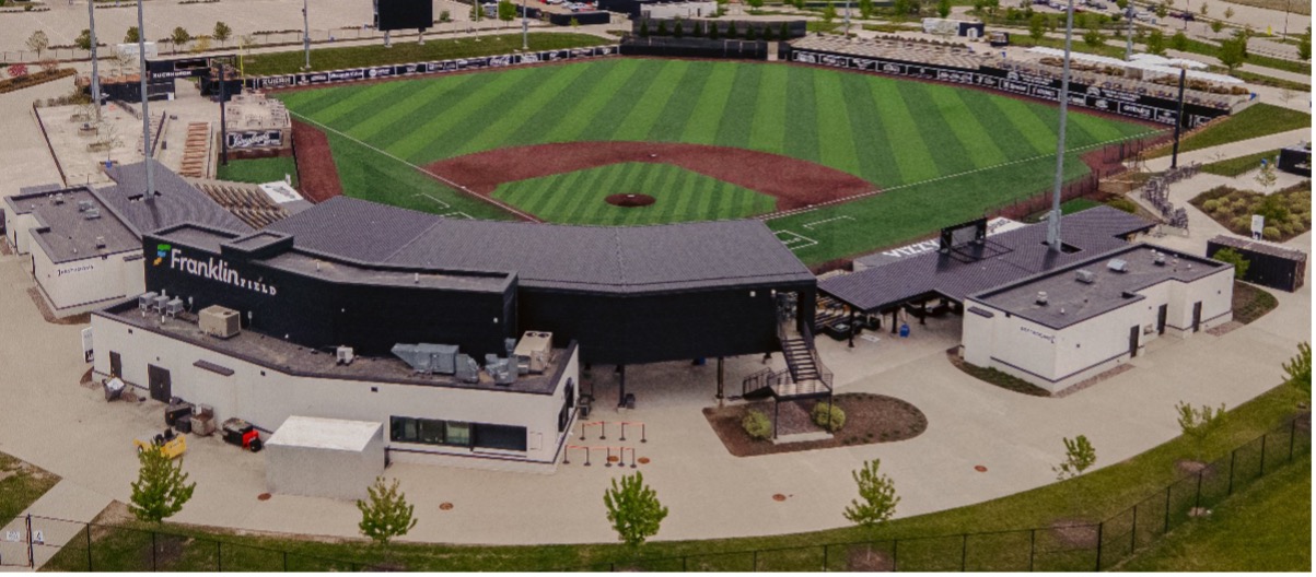 Aerial view of ball diamond at Ballpark Commons in Wisconsin
