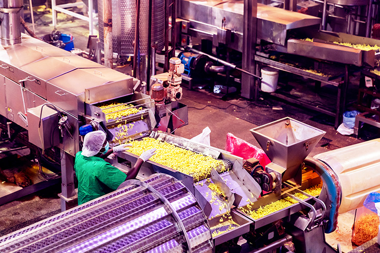 stainless steel covered conveyor system in food prep